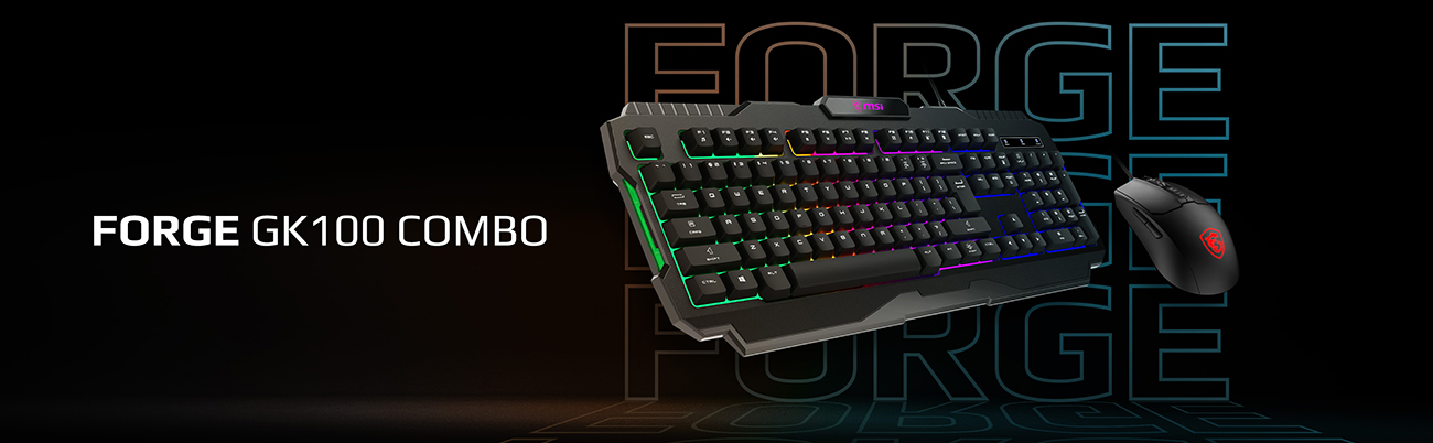 Kit Teclado Y Mouse Gamer Msi Forge Gk100 Combo Ls 6400dpi Rgb Negro